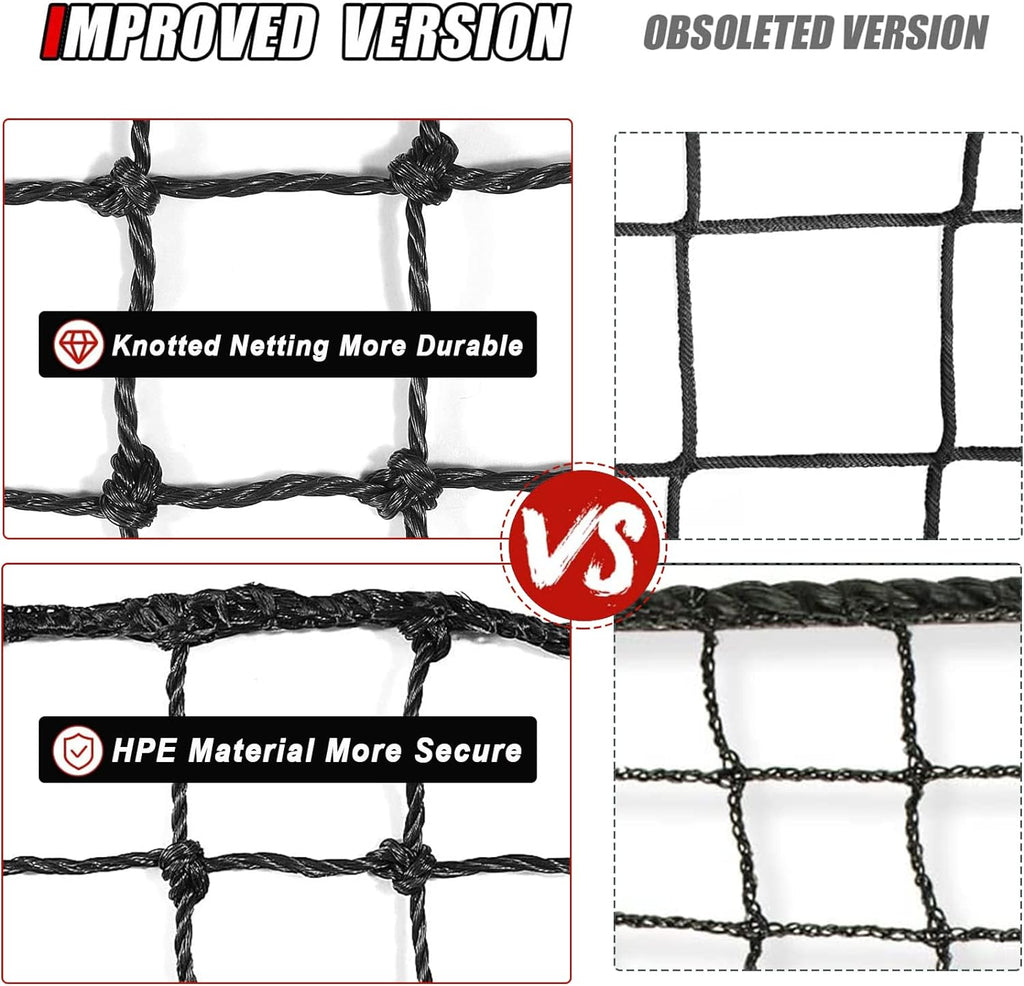 Baseball Softball Batting Cage Net with Realistic Catcher, Net Only, Backyard Practice Batting Cage Net, Heavy Duty Multi-Purpose Sports Net with Door