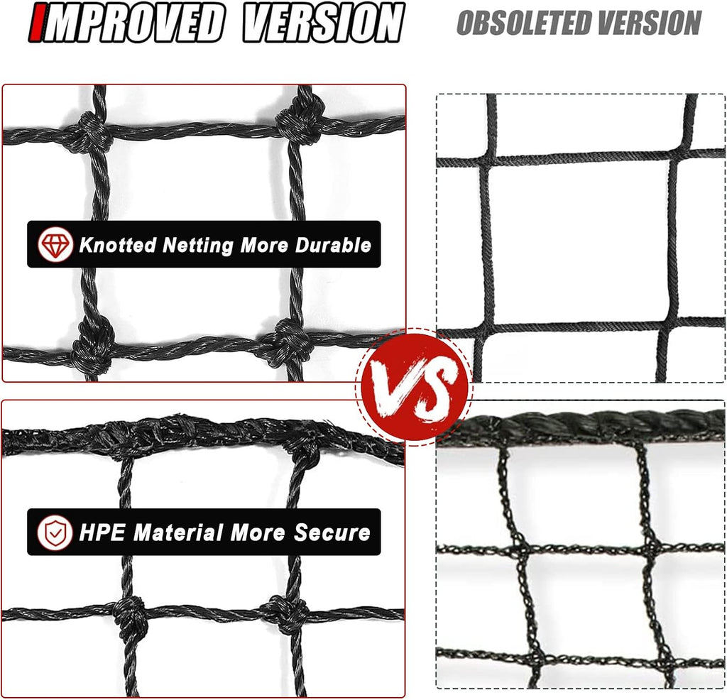 Baseball Softball Batting Cage Net with Realistic Catcher, Net Only, Backyard Practice Batting Cage Net, Heavy Duty Multi-Purpose Sports Net with Door