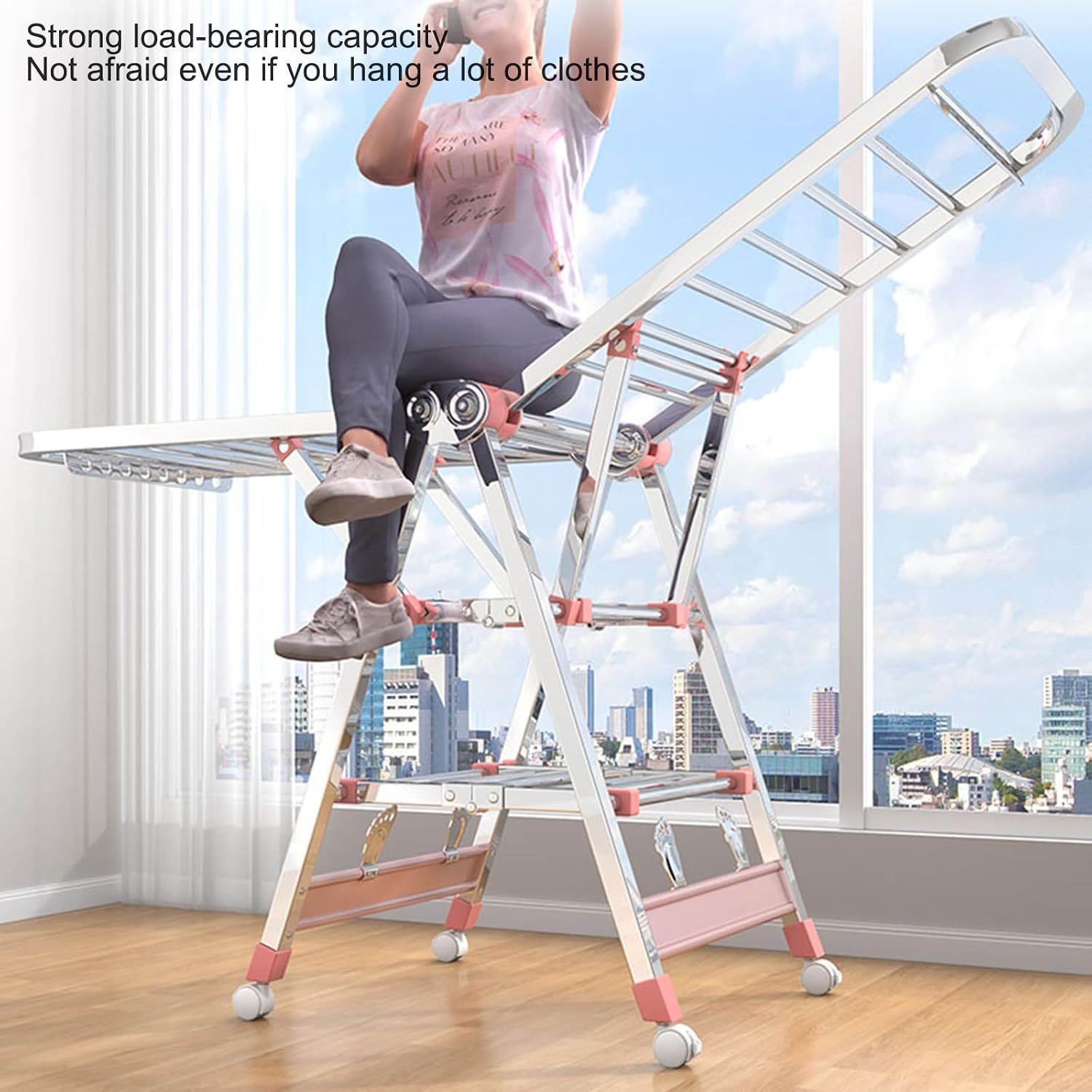 Clothes Drying Rack Laundry Drying Rack Collapsible Freestanding Washing Machine Organizer, Portable drying rack Space Saving Laundry and Drying Rack for Bathroom, Apartment and Laundry Room ( Color :