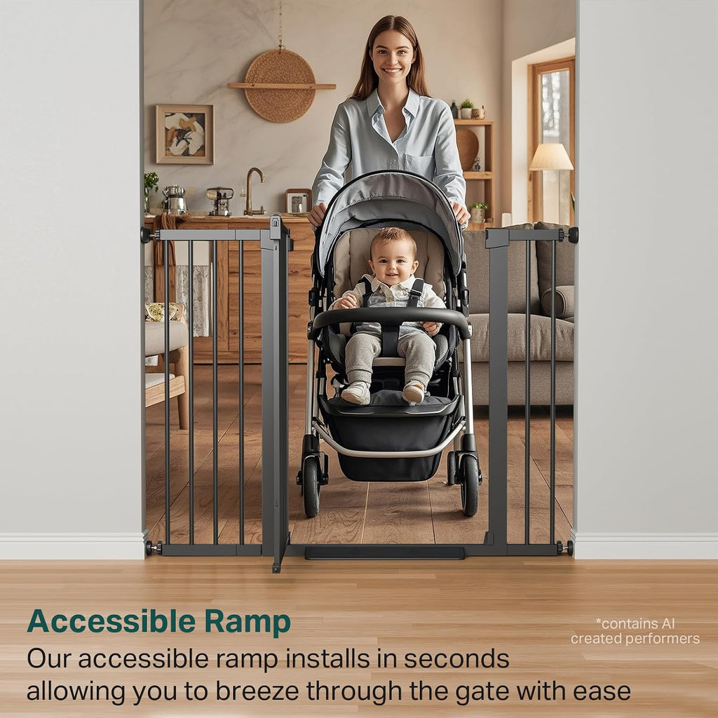 Cumbor 36' Extra Tall Baby Gate for Stairs, 29.7-48' Wide Dog Gates for Doorways, Auto Close Safety Gate for Babies and Pets, Easy Install, Pressure Mounted, Fits Doorways, Stairs, Entryways, Black