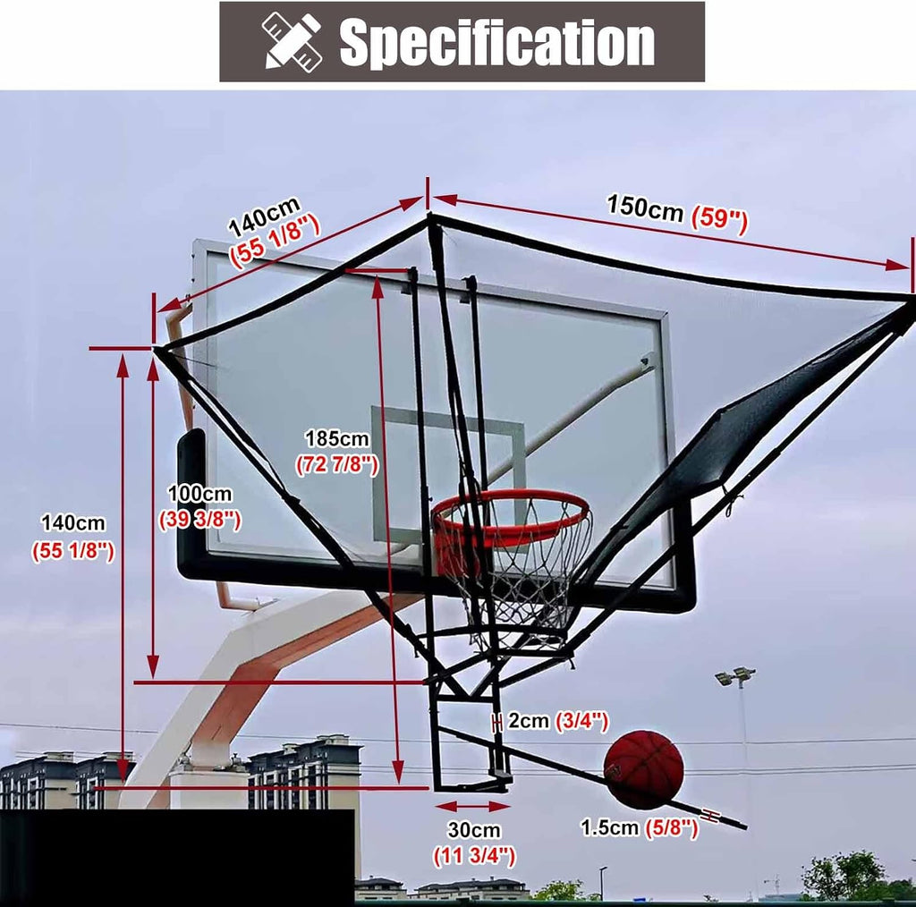 Metal Basketball Return Attachment for Hoop, Hang Basketball Rebounder Net Return, Basketball Hoop Shot Returner
