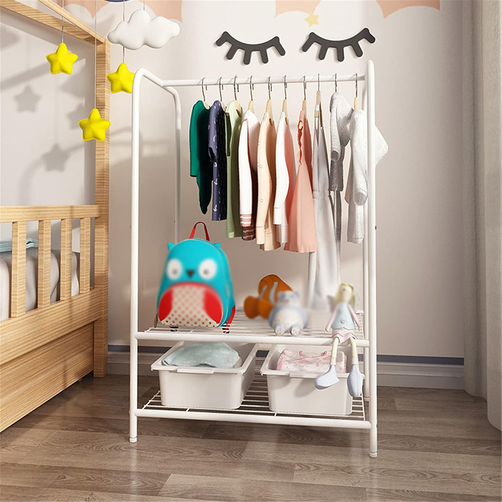 Mlaea Versatile Coat Hanger, Freestanding Garment Rack with Hooks, Drawers and Storage Shelf, Rolling Coat Rack with Wheels for Coats, Dresses, Snacks, Boxes, Shoes(Size:117 * 63CM,Color:A)