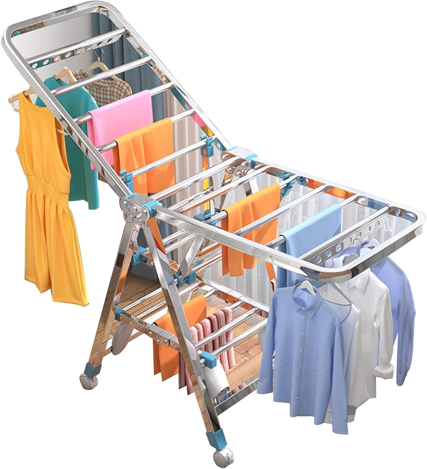 Clothes Drying Rack Laundry Drying Rack Collapsible Freestanding Washing Machine Organizer, Portable drying rack Space Saving Laundry and Drying Rack for Bathroom, Apartment and Laundry Room ( Color :
