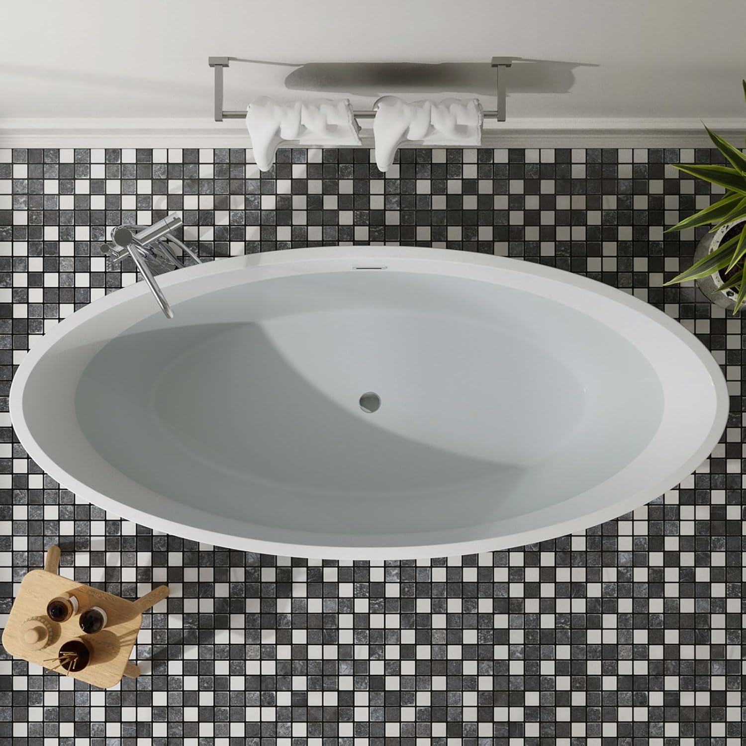 Freestanding Bathtub Acrylic Soaking SPA Modern Stand Alone Bathtubs in White 67 Inch
