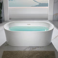 WOODBRIDGE 67' Acrylic Freestanding Bathtub Contemporary Soaking Tub with Brushed Nickel Overflow and Drain,White Tub,B0057-BN