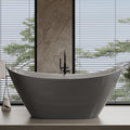68' Edeyeu Stylish Freestanding Bathtub - Modern Soaker Tub With Double Backrest, Extra Deep Soaking Tub for Full Immersion Bathing, Ergonomically Designed Freestanding Bathtubs with Drain Gray