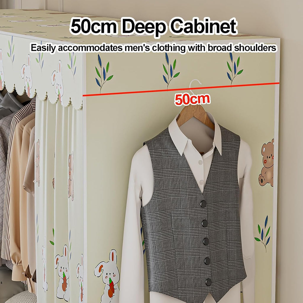 Foldable Portable Closet Wardrobe, Clothe Rack With Cover, Clothing Garment Racks, Portable Wardrobe Closets For Hanging Clothes, For Hanging Clothes(Blue,131cm/51.6inch)