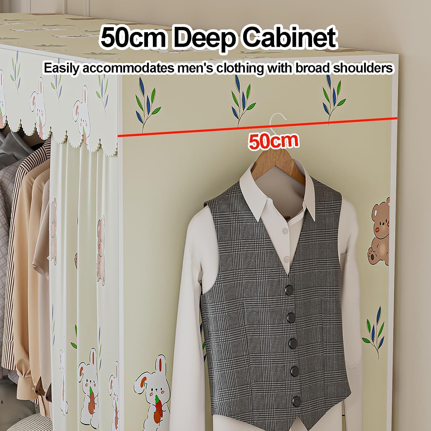 Foldable Portable Closet Wardrobe, Clothe Rack With Cover, Clothing Garment Racks, Portable Wardrobe Closets For Hanging Clothes, For Hanging Clothes(Blue,131cm/51.6inch)