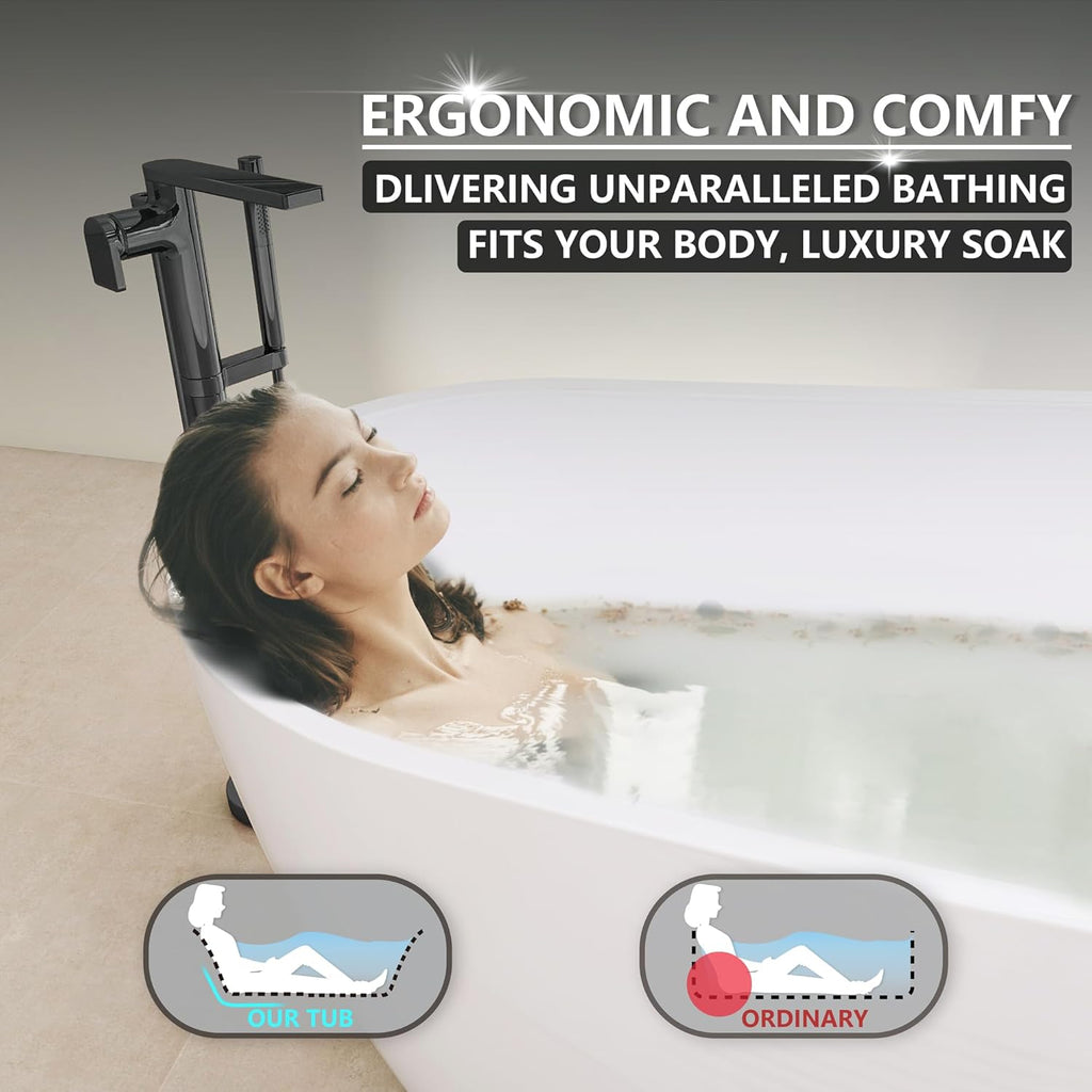 67' High-back Acrylic Tub, Freestanding Bathtubs, Soaking Tubs with Integrated Overflow and Drain, cUPC Certified