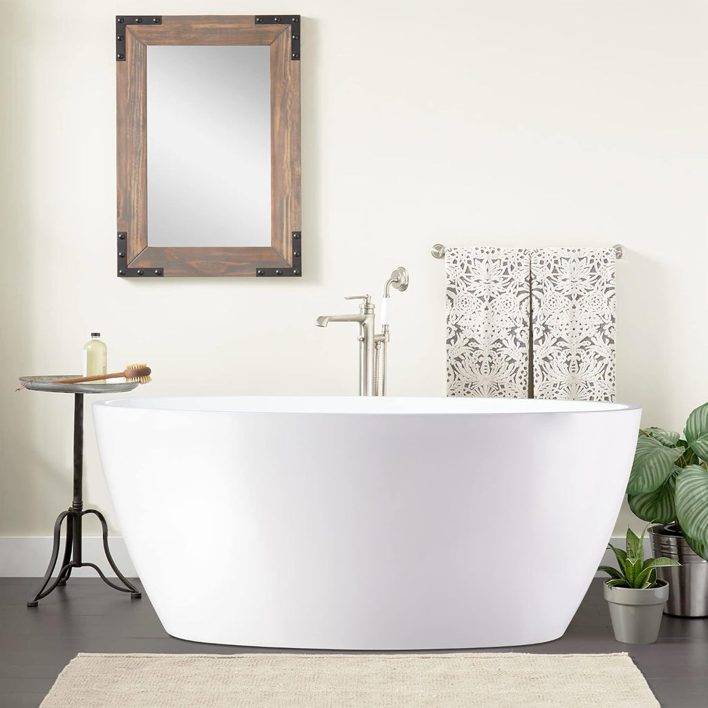 Vanity Art 59' X 32' Freestanding Bathtub | Home Improvement Bathtubs with Contemporary Design for Soaking and Bathing, Overflow and Pop-up Drain with UPC Certified, Acrylic, VA6834-M