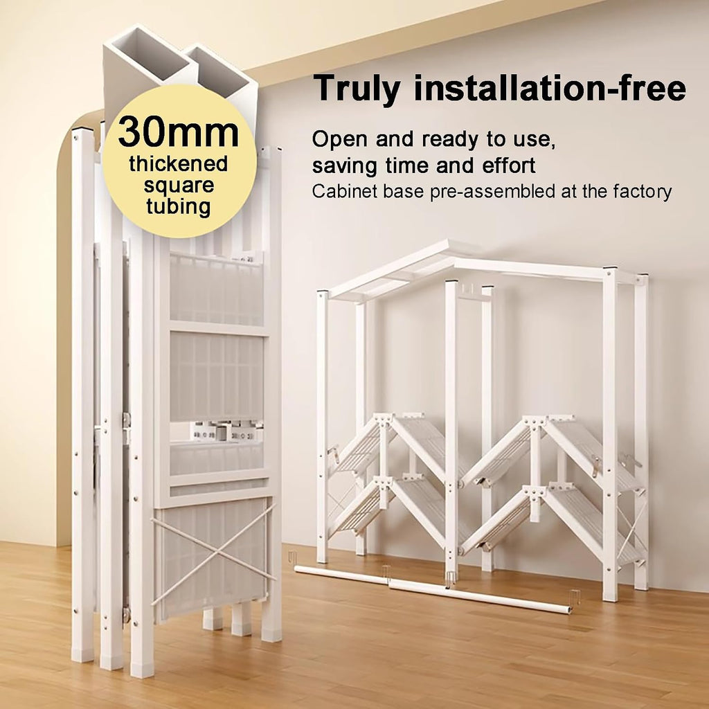 Heavy Duty Foldable Closet, Portable Covered Clothes Rack for Hanging Clothes Armoire Wardrobe Closet System Freestanding Coat Storage Garment Racks(Panda Garden,221cm/87in)