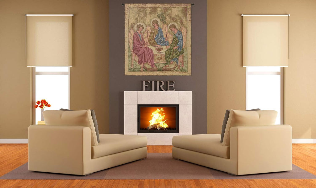 Charlotte Home Furnishings Inc. Holy Trinity Icon Italian Tapestry Wall Hanging 19 X 17 Inch Viscose Cotton And Polyester Blend Wall Art Perfect For Home And Wall Decor By Andrei Rublev