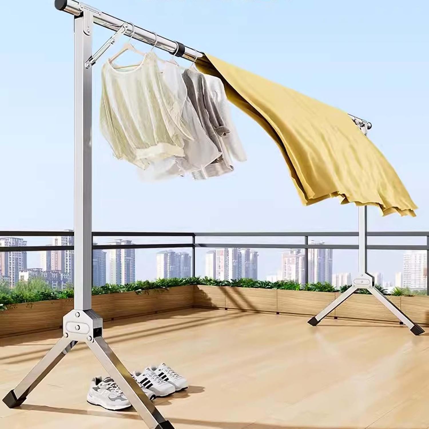 Foldable Laundry Drying Rack, Heavy-Duty Laundry Drying Rack, Collapsible Clothes Drying Rack, Heavy Duty Garment Rack, 47-94 Inches Extendable, Free-Standing Laundry St