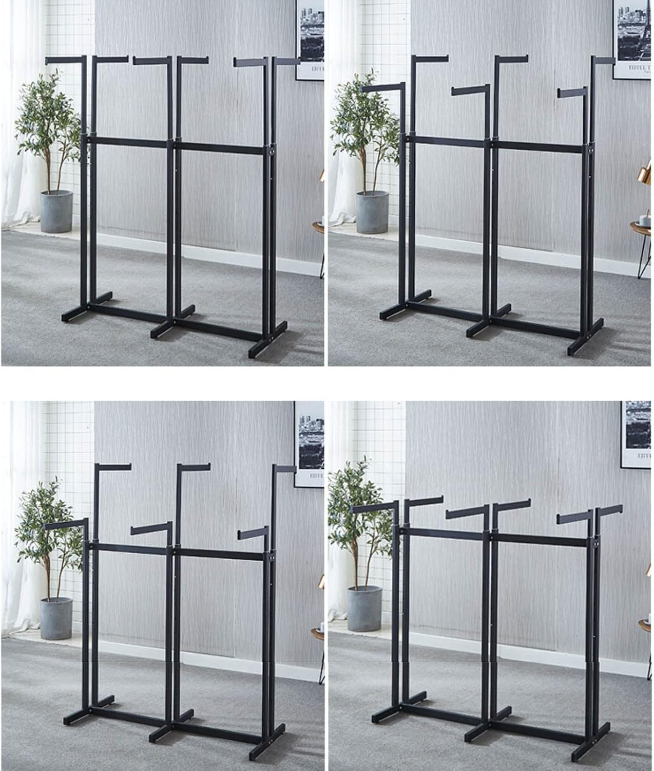Floor-standing Heavy Duty Metal Garment Racks, Retail Boutique Store Clothes Display Rack Nakajima Rack ， Commercial Entryway Organizer Coat Rack，adjustable Height 6 Way Rack Clothes Hanging Rod
