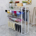 4-Tier Underwear Display Stands, Wrought Iron Floor-Standing Display Stand, Garment Racks with Top Storage Shelf and Hanging Bar, for Bag Skirts Socks Panties Shorts Underwear Bra