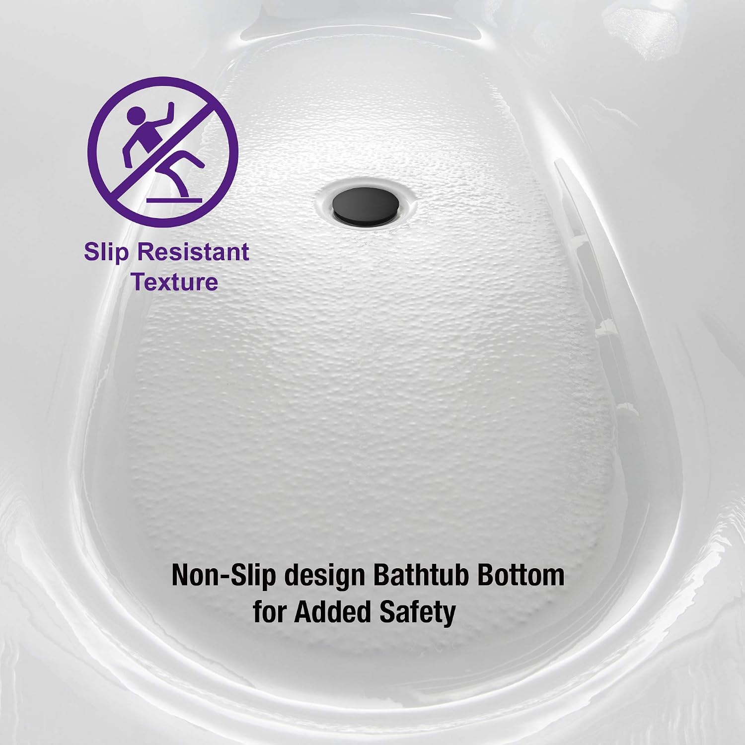 WOODBRIDGE 54' Freestanding White Acylic Soaking Bathtub with Matte Black Drain and Overflow,Black,B1807-MB