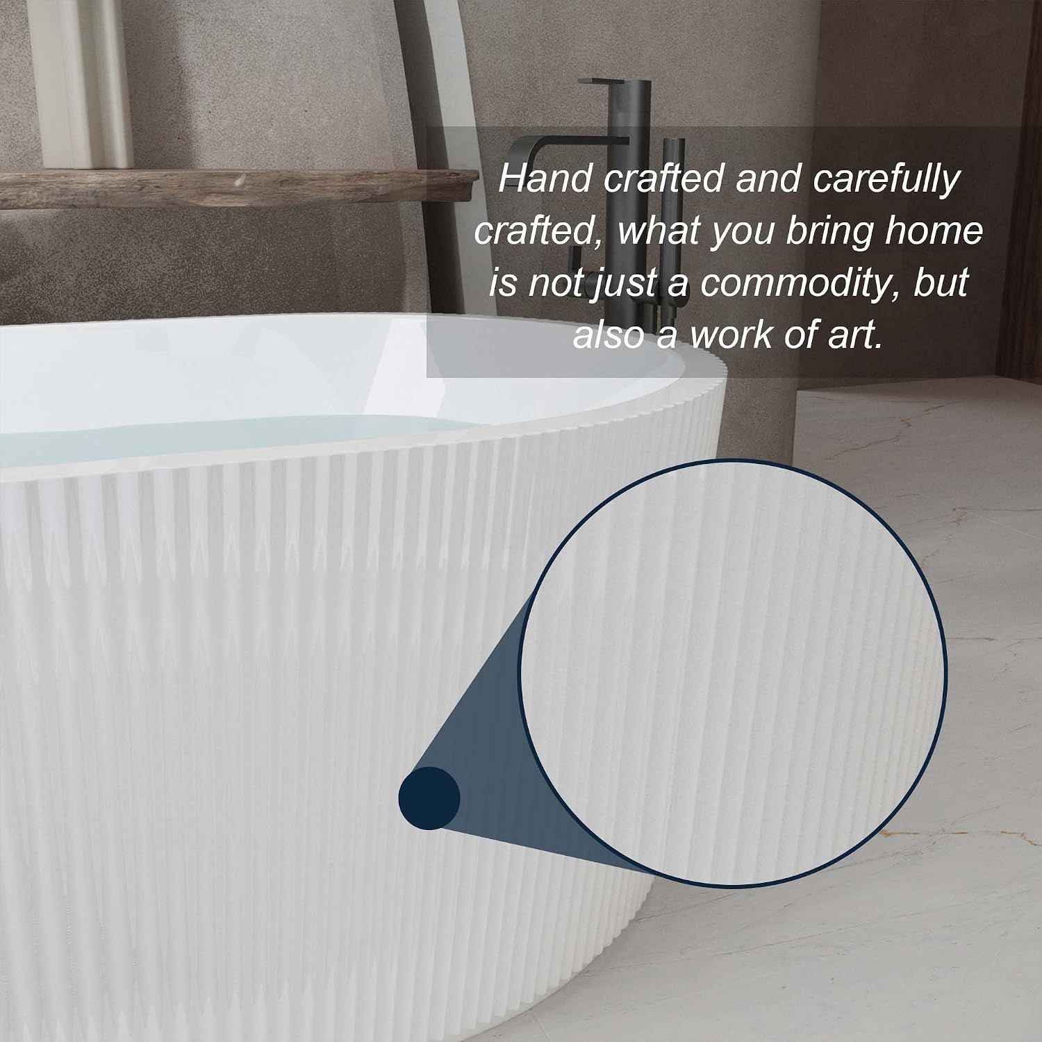 59' Acrylic Freestanding Bathtub with Double-Wall Insulation, Soaking Tub with Adjustable feet & POP-UP Chrome Drain, Soaker Tub for Bathroom, Stand Alone