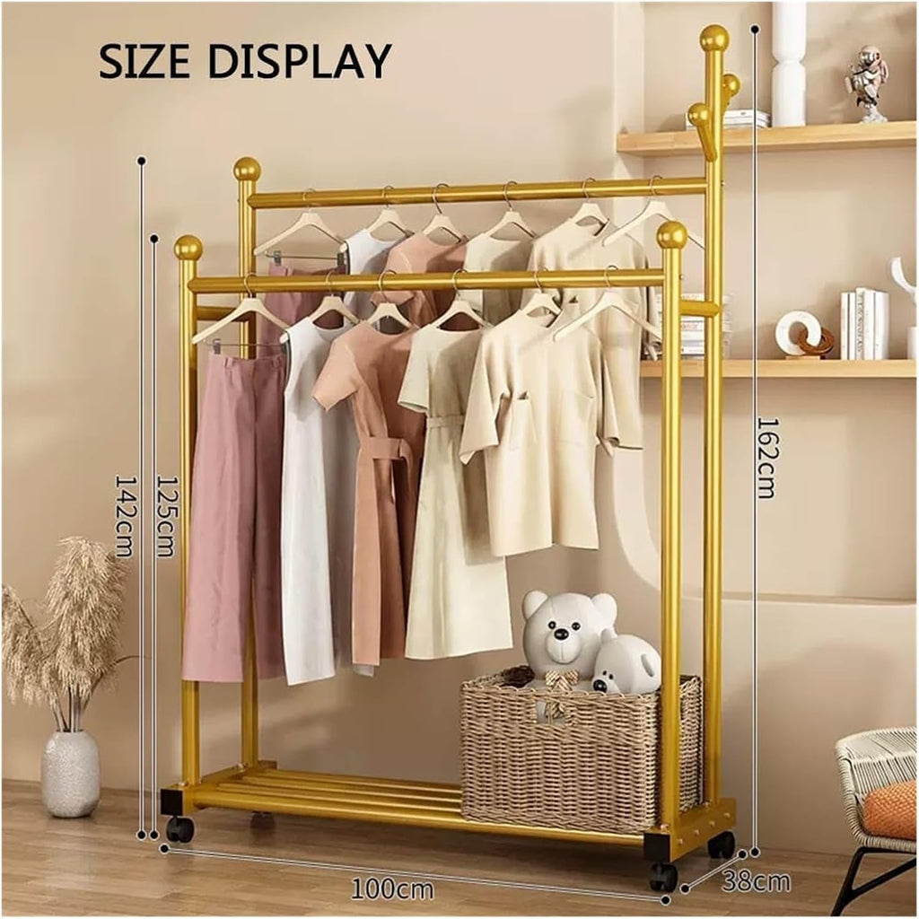 Clothes Rack, Metal Garment Rack, Multifunctional Garment Rack With Storage Shelves, Freestanding Closet With Hanging Rods(C,100 * 38 * 162cm)