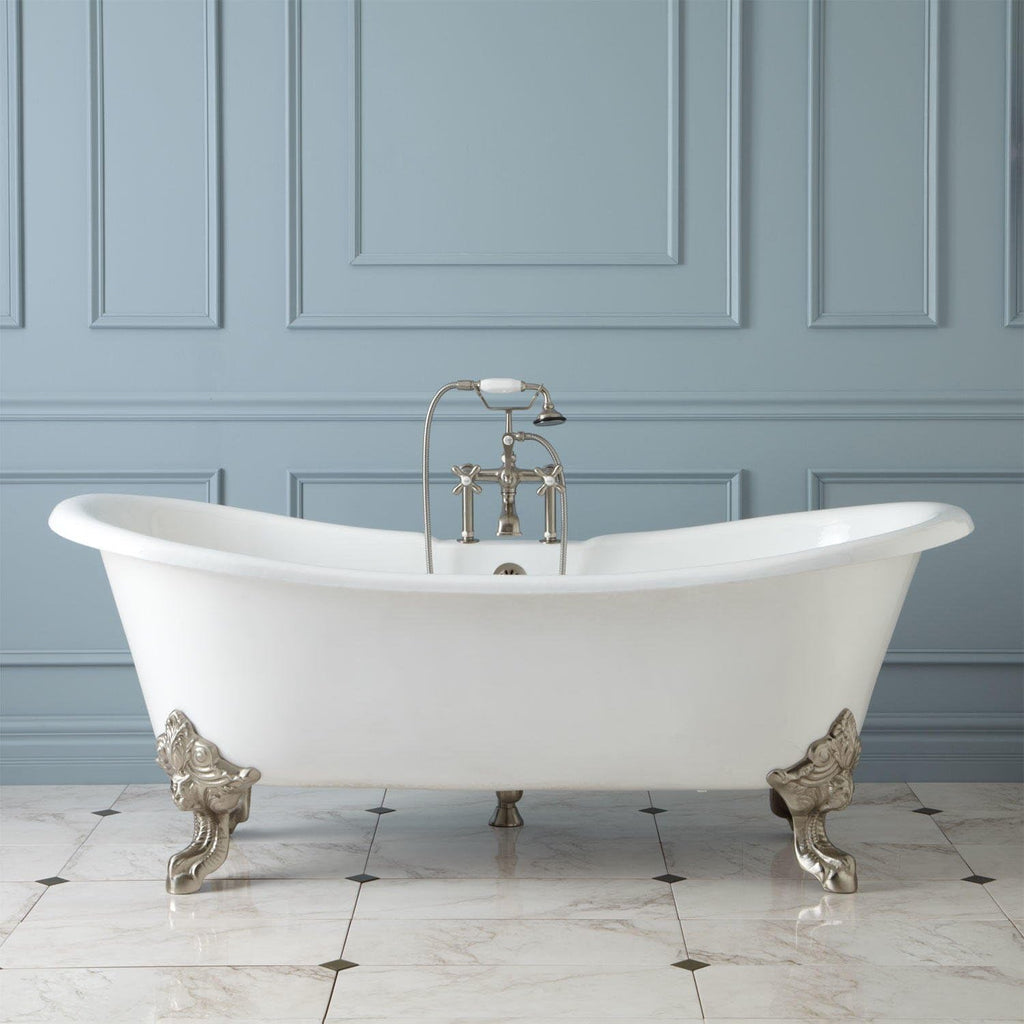 Signature Hardware 312540 Lena 72' Cast Iron Soaking Clawfoot Tub with Pre-Drilled Overflow Hole