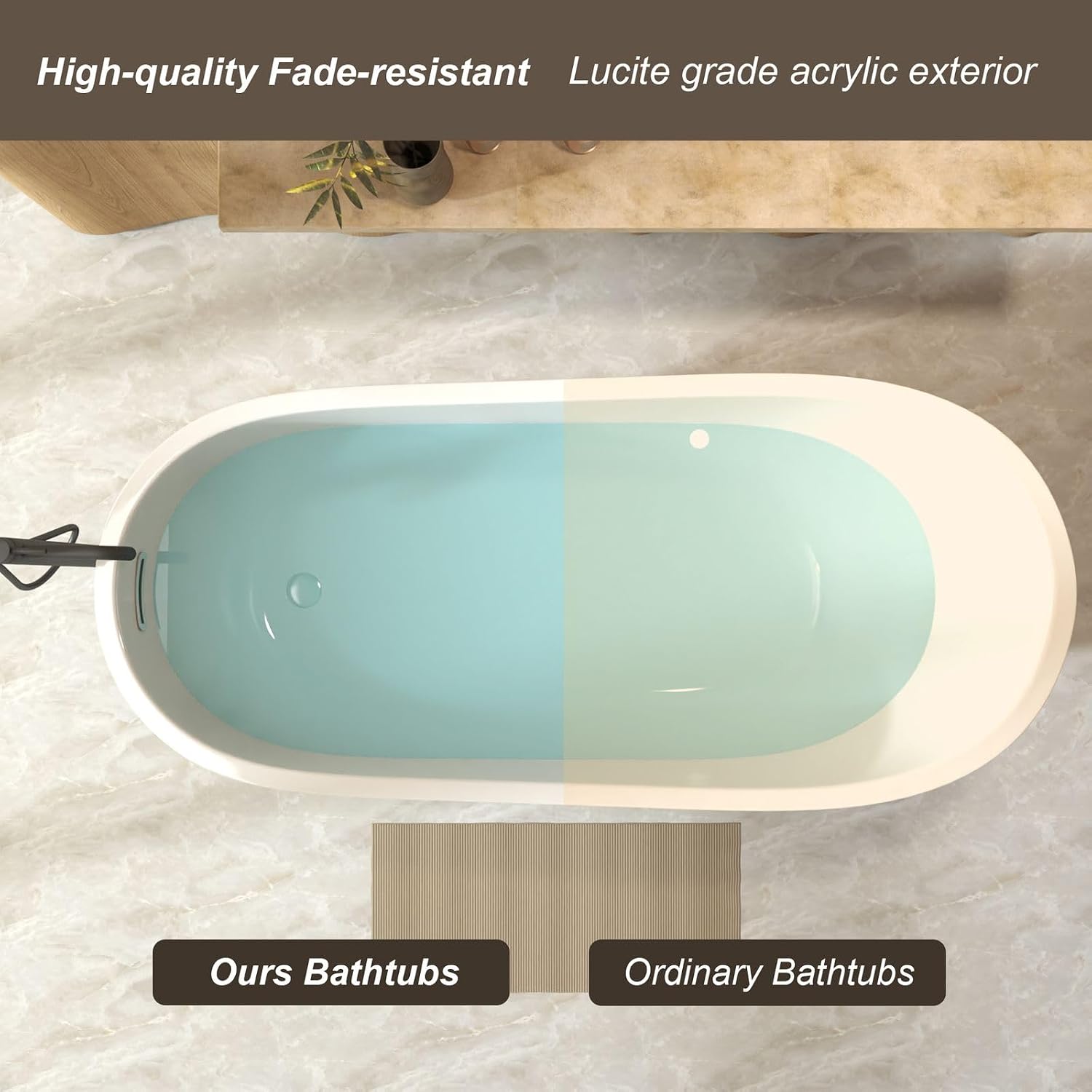 67' Acrylic Freestanding Bathtub, Special-Shaped Slipper Soaking Tub with Chrome Overflow & Pop-Up Drain, cUPC Certified Free Standing Tub for Bathrooms, Gloss White