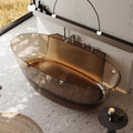 Ergonomic Luxury Spa Bathtub, Oval-Shaped Transparent Resin Tub with Drain, Handcrafted Extra-Deep Tub, Modern Spa Bathroom, 55-70 Inches,D l140cm