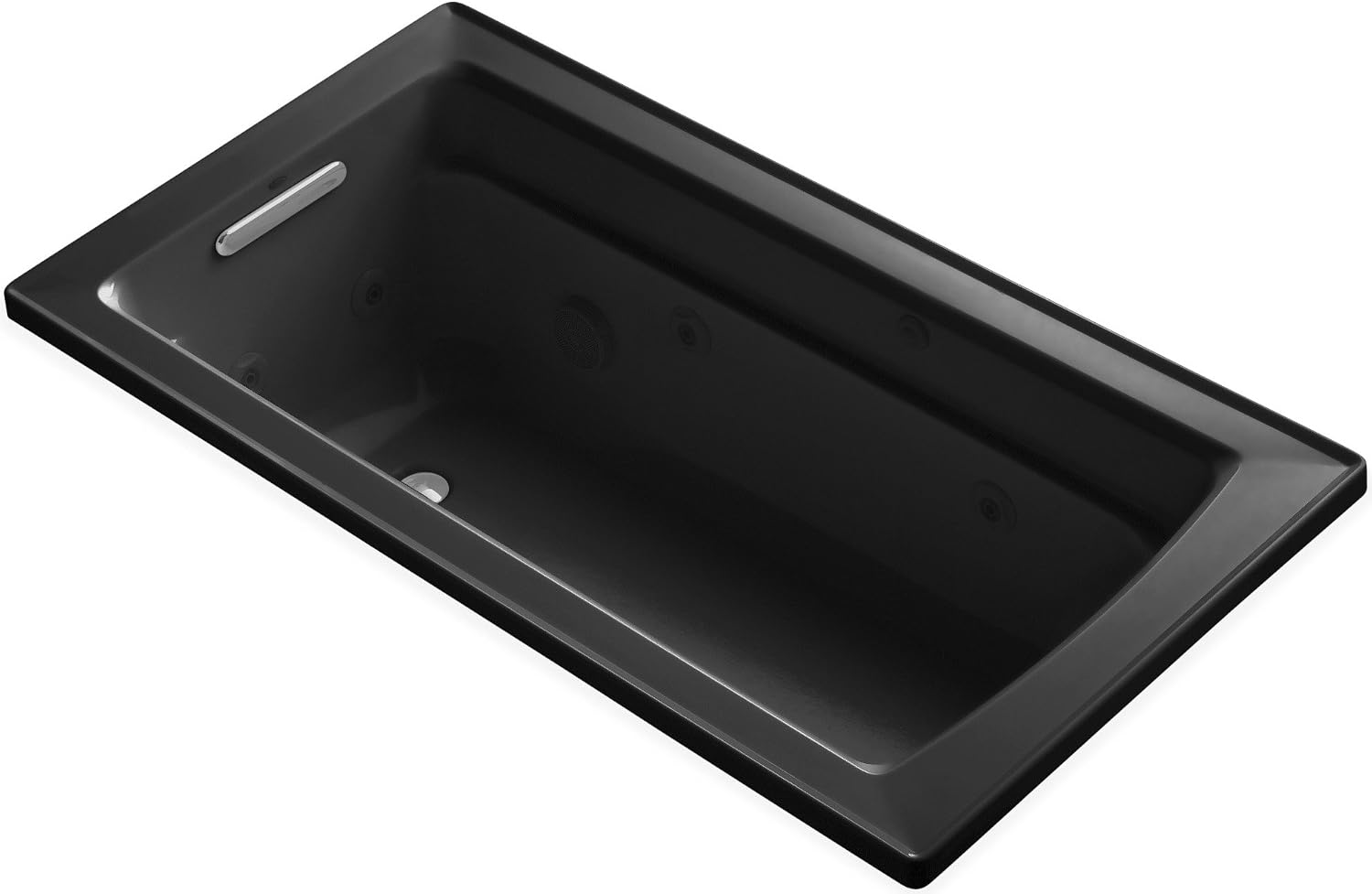 Kohler K-1122-H-7 Archer 5Ft Whirlpool with Comfort Depth Design and Heat, Black Black