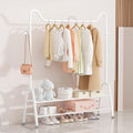 Portable Clothes Rack For Hanging Clothes,Heavy-Duty Garment Rack With Storage Shelves And Coat/Hat Hooks,Freestanding Rolling Clothing Racks Organizer For Bedroom Entrance(White,120cm(47.2in))