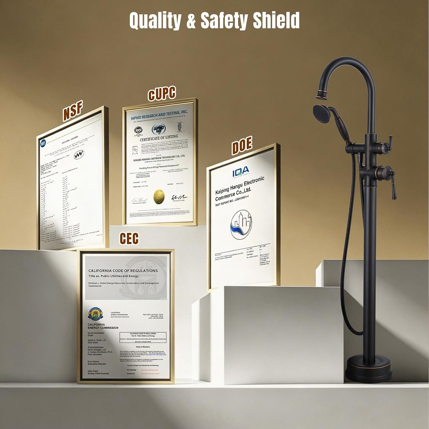 Free Standing Tub Faucet, Antique, Oil Rubbed Bronze (B2311-ORB) | H59-1 Premium Solid Brass, High Flow 6.6 GPM, Elegant & Vintage Styling