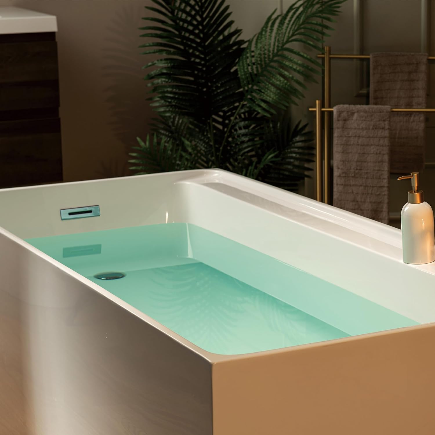WOODBRIDGE 66-7/8' L x 31-1/2' W Freestanding Contemporary Soaking Bathtub with Brushed Nickel Drain & Overflow, White, B6710-BN