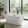 67 in Acrylic Freestanding Bathtub, Soaking Bathtub with Matte Drain and Overflow, Modern Square Tub with Deep Ergonomic Design and Double-Walled Insulation, Double-Walled Insulation, CUPC Certified