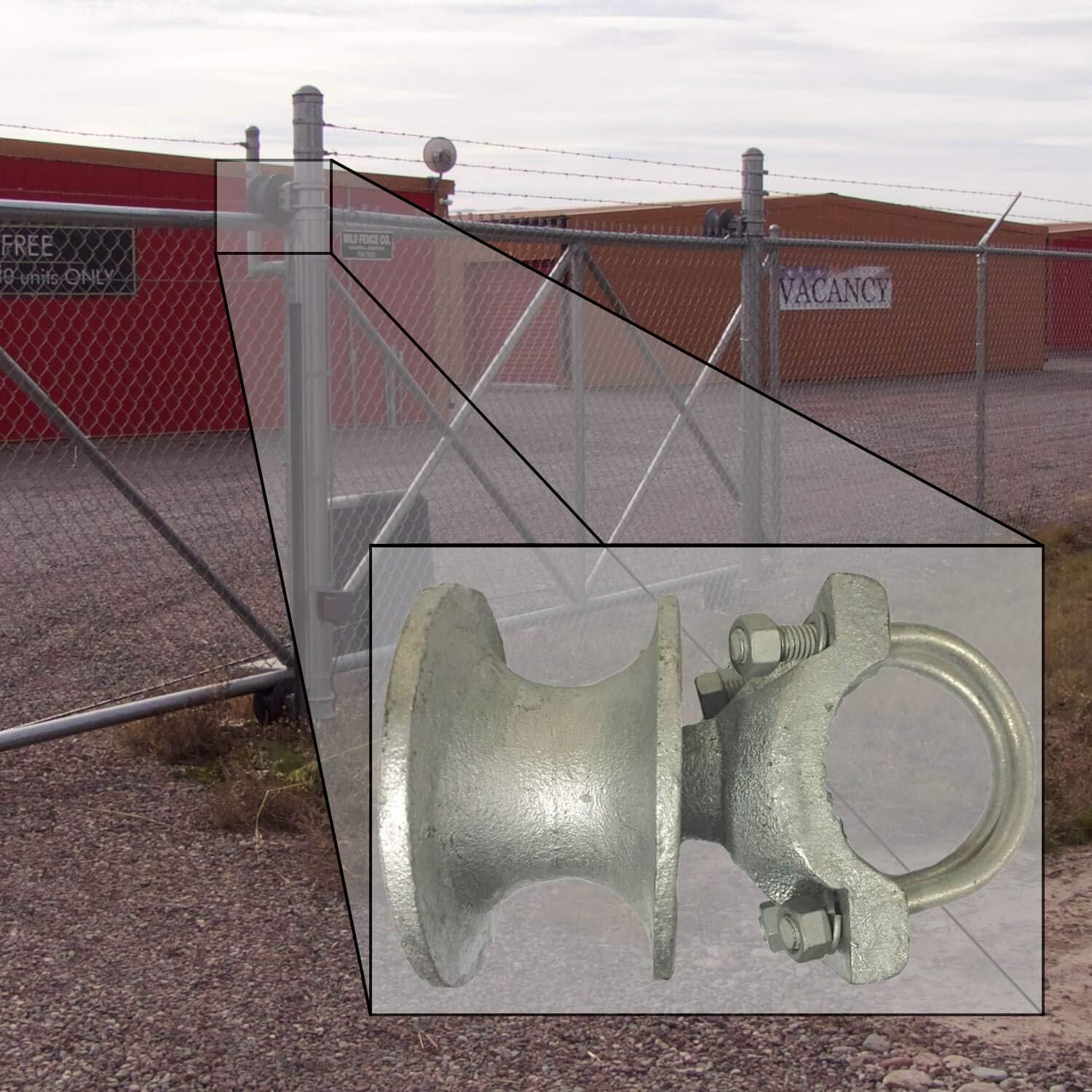 2-3/8' Post, 1-5/8' Chain Link Fence Gate Frame Mini Cantilevered Gate Rollers - CASE Qty 4