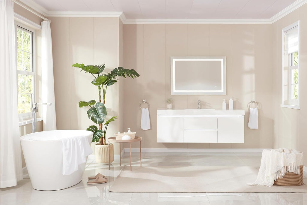 Vanity Art 69' X 40' Freestanding Bathtub | Home Improvement Bathtubs with Contemporary Design for Soaking and Bathing, Overflow and Pop-up Drain with UPC Certified, Acrylic, VA6834-L-TG