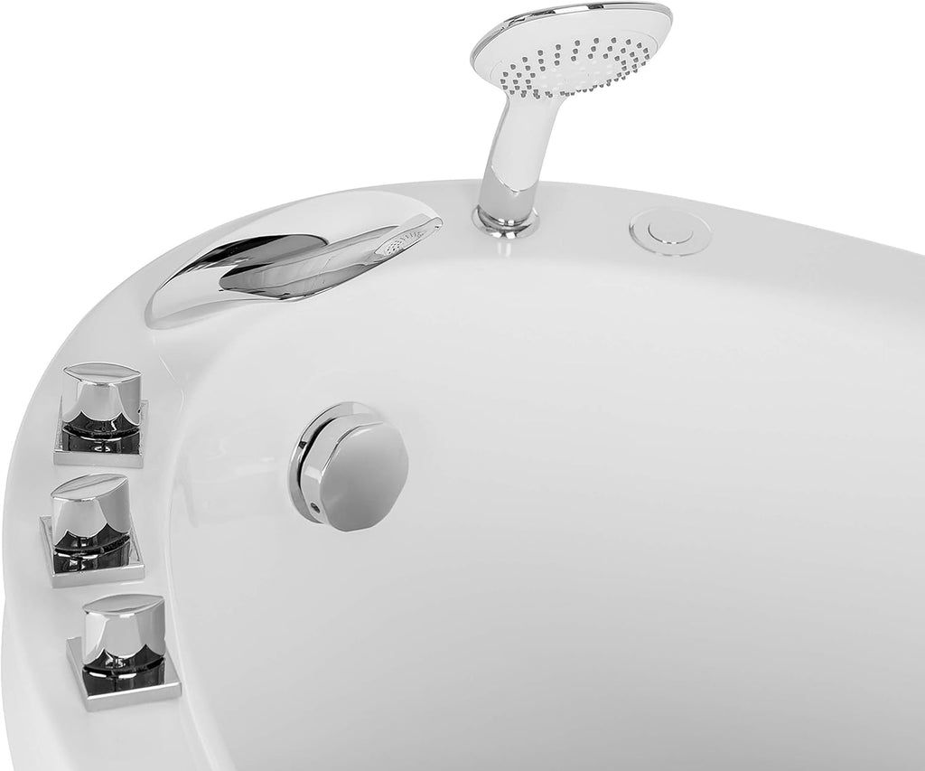 Empava 48 Inch Acrylic Luxury Freestanding Bathtub Hot Whirlpool Soaking SPA Air Massage Tub 55 Gallons, SRH2, White