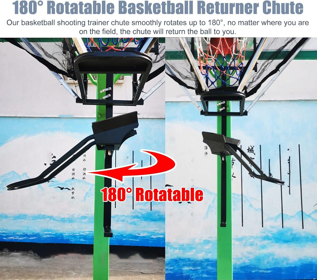 Basketball Shot Returner Hanging Basketball Return Net Rebounder, Metal Basketball Shooting Trainer Equipment with Storage Bag, Rotatable Portable Ball Return System