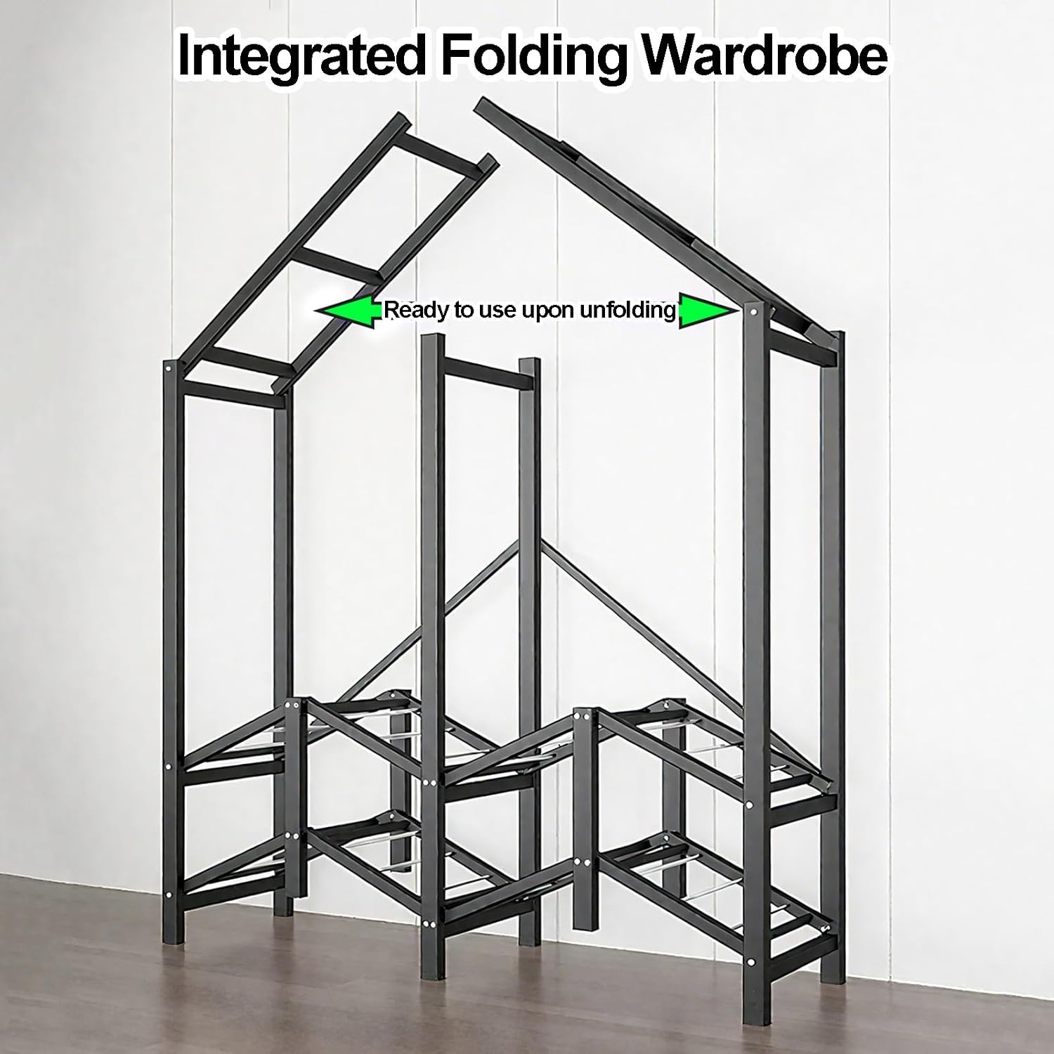 Portable Closet Wardrobe With Hanging Rods, Metal Closet Rack For Hanging Clothes, Clothing Rack With Cover, Metal Garment Racks Organizer For Bedroom(White1,168cm/66.1inch)