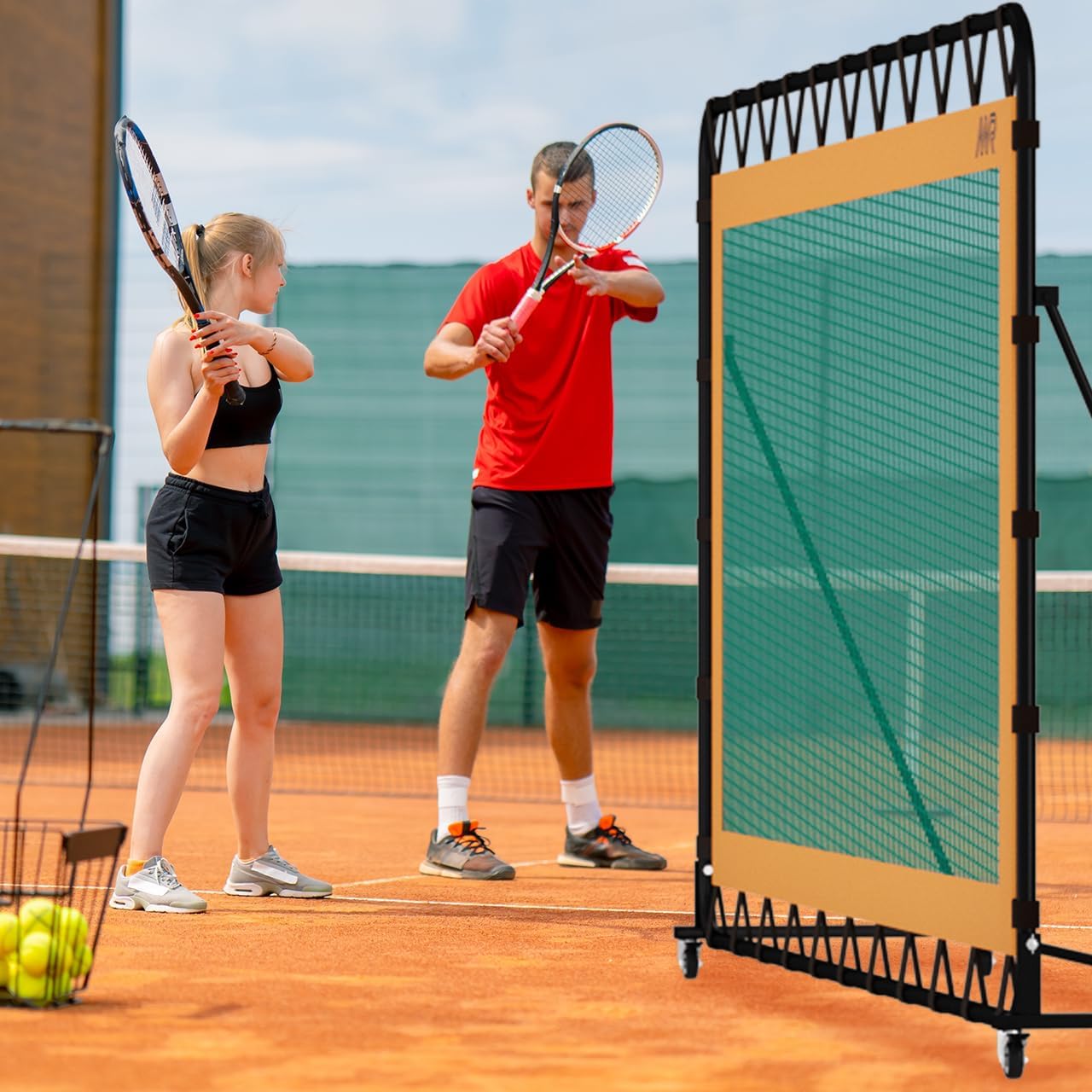 MR Tennis Rebounder 12'x6', Adjustable Tilt Angle Rebound Net, Multi-Sport Portable Bounce Back Net with Wheels, Rebound Wall for Tennis, Pickleball, Lacrosse, Hockey, Softball & Baseball Training