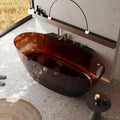Ergonomic Luxury Spa Bathtub, Oval-Shaped Transparent Resin Tub with Drain, Handcrafted Extra-Deep Tub, Modern Spa Bathroom, 55-70 Inches,H l140cm