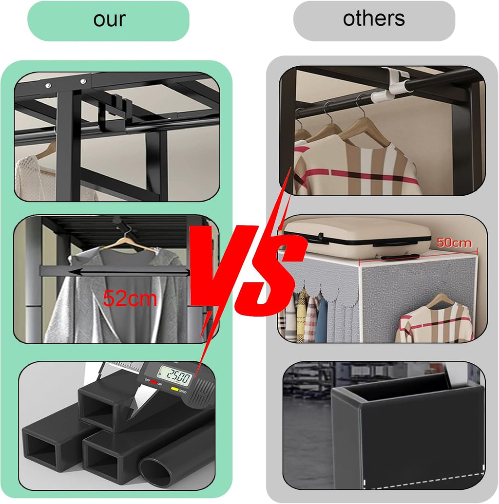 Heavy Duty Rolling Covered Metal Garment Rack with Lockable Wheels and Door, Load 2000lbs, Portable Closets for Hanging Clothes, Large Capacity 360°Enclosed Clothing Racks (105cm/41.3in)
