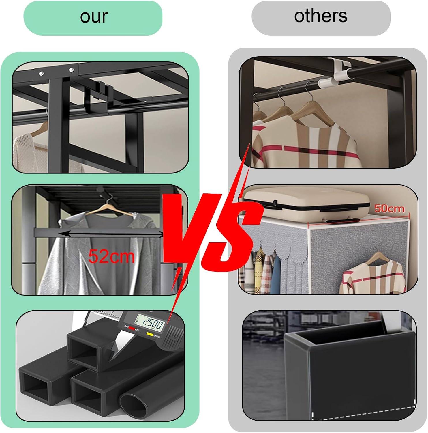 Heavy Duty Rolling Covered Metal Garment Rack with Lockable Wheels and Door, Load 2000lbs, Portable Closets for Hanging Clothes, Large Capacity 360°Enclosed Clothing Racks (105cm/41.3in)