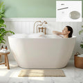 FerdY 55' Acrylic Freestanding Bathtub, Contemporary Soaking tub with Brushed Nickel Drain & Overflow, cUPC Certified, Elegant Oval Shape, Bali