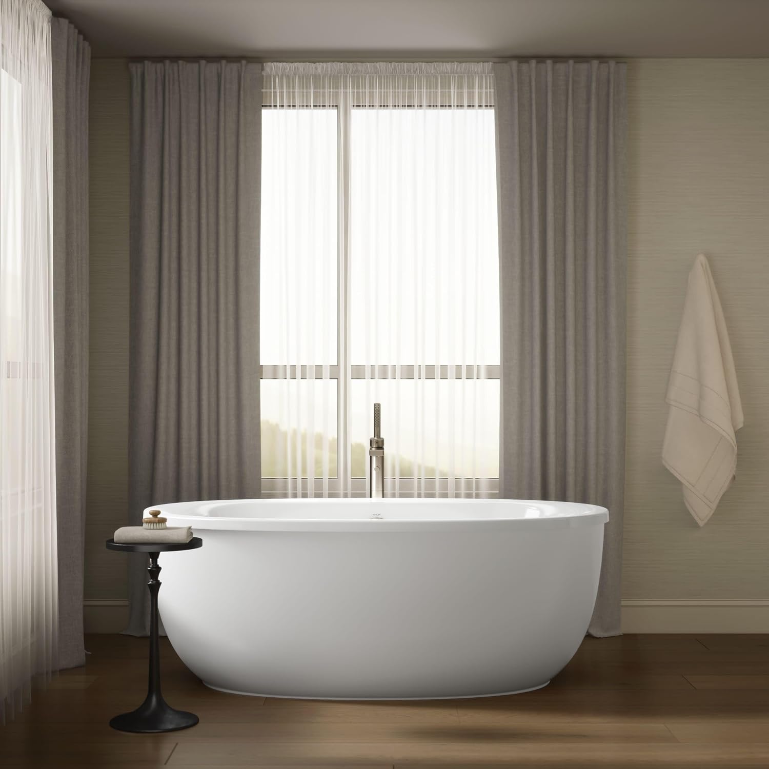 Kohler 6369-0 Sunstruck® 65-1/2' x 35-1/2' freestanding bath with fluted shroud, White