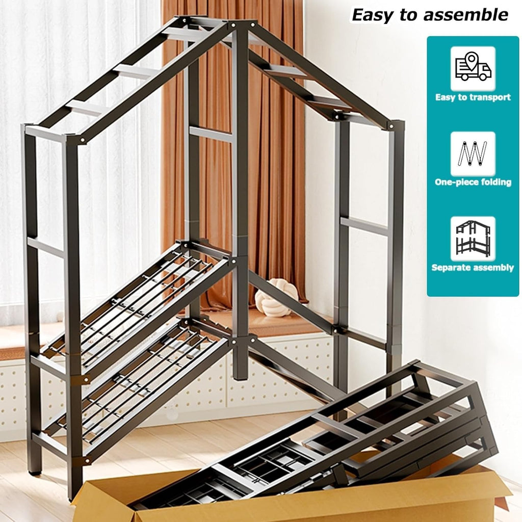 Foldable Wheeled Clothes Rack - Portable Heavy Duty Wardrobe Closet, Load 2000lbs/With Cover Bedroom Armoires Freestanding Clothing Coat Storage Rack Rolling Garment Rack For Hanging Clothes ( Size :