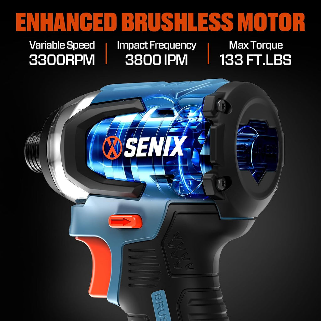 SENIX X2 20 Volt Max* 1/4-Inch Cordless Impact Driver, 4-Speed Battery Screwdriver, Brushless Motor, LED Light, 130 Foot-Pounds of Max Torque, Includes Soft Bag, 2.0 Ah Battery & Charger (PDIX2-M2)