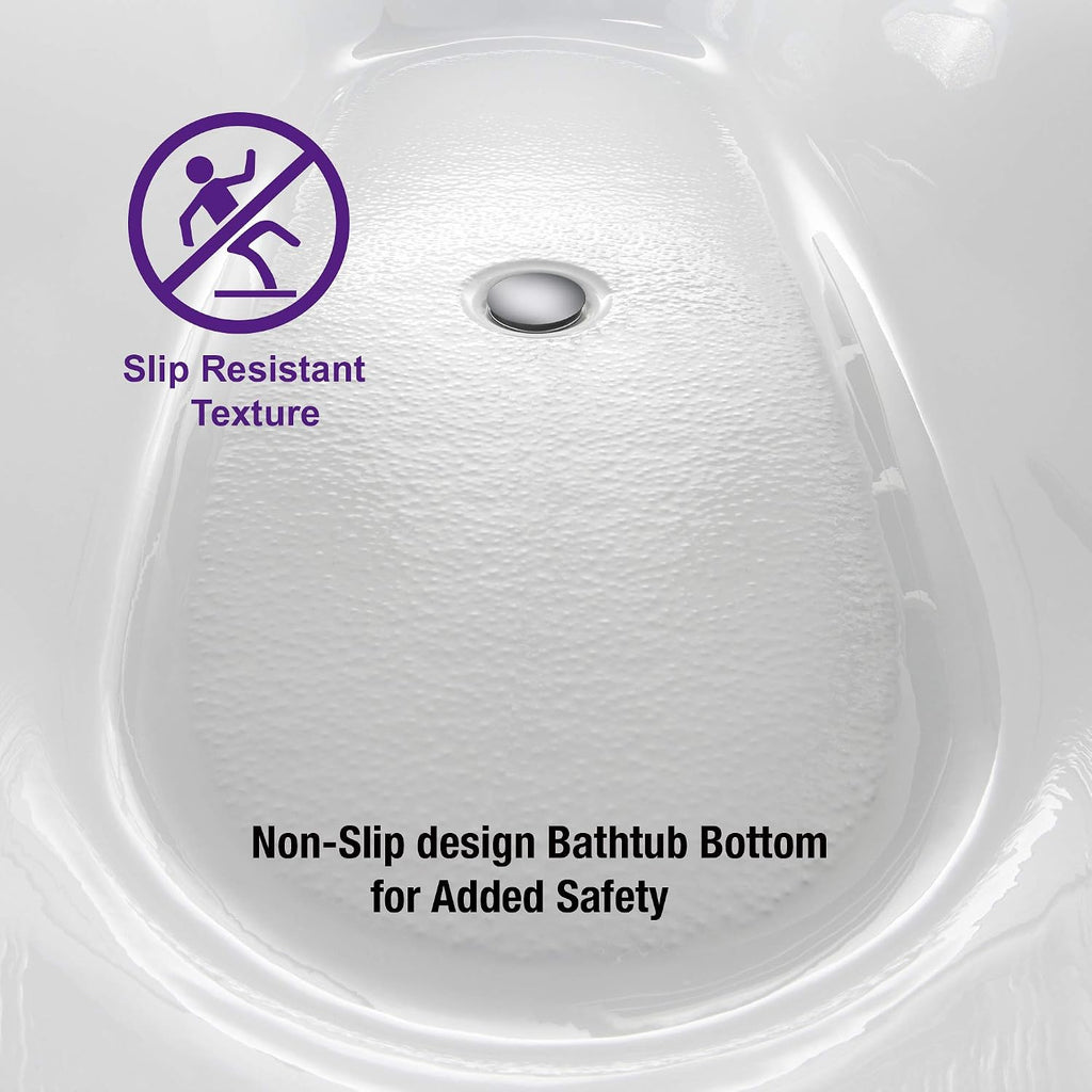 WOODBRIDGE 59'Freestanding White Acylic Soaking Bathtub with Chrome Drain and Overflow,BTA1509 -C-Drain &O