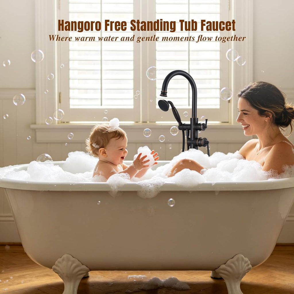 Free Standing Tub Faucet, Antique, Oil Rubbed Bronze (B2311-ORB) | H59-1 Premium Solid Brass, High Flow 6.6 GPM, Elegant & Vintage Styling