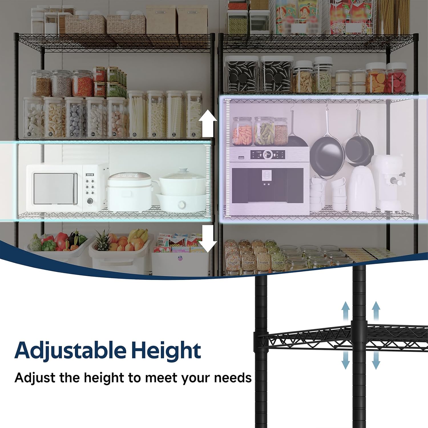 Whitmor 4 Tier Storage Shelves with Wheels, Heavy Duty Metal Shelving Unit, 625 lbs Capacity per Shelf, 2500 lbs Total for Kitchen, Garage, Plant, 55' L x 24' W x 72' H, Black