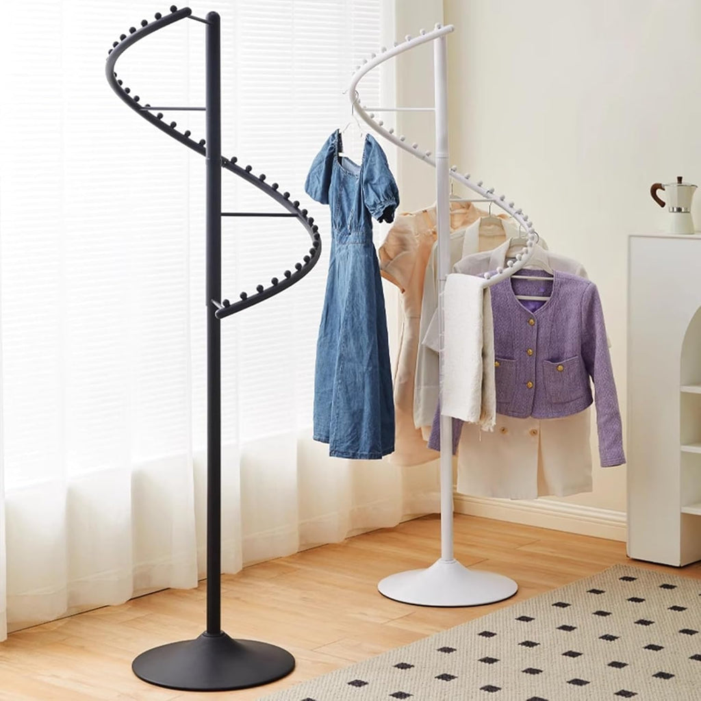Spiral Clothing Rack 360° Rotating, Heavy-Duty Retail Garment Rack with Wide Base, Freestanding Clothes Organizer Hanger, for Bedroom, Living Room(Black)