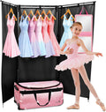 Dance Bag with Garment Rack and Curtain, 28' Rolling Dance Competition Duffle Bag with Garment Rack | Mobile Changing Station Dance Suitcase for Dancer Athlete Livestreamer Cheerleader Cosplayer