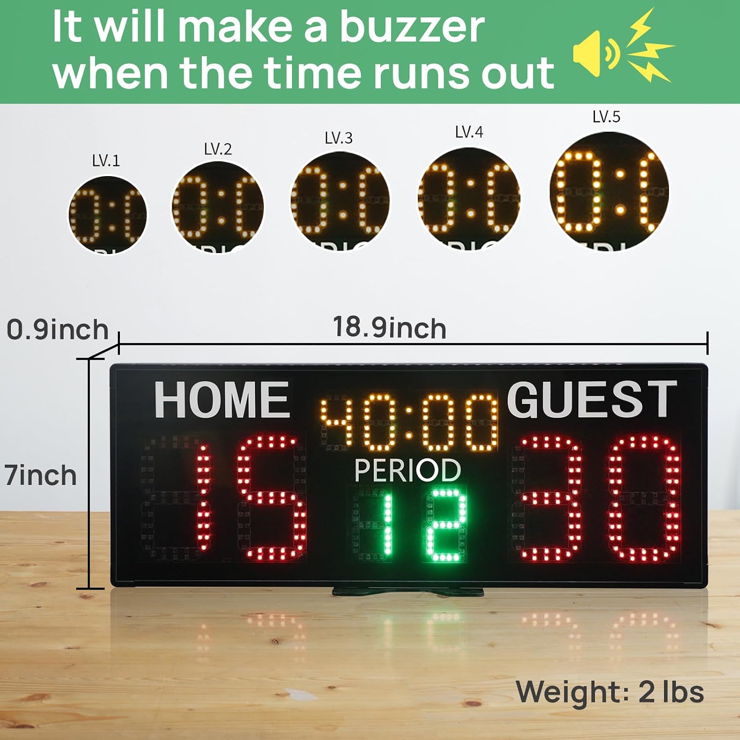 YZ LED Super Bright Electronic Scoreboard with Timer Clock, Battery Powered Digital Scoreboard with Remote, Tennis Score Keeper for Net,Basketball/Volleyball/Baseball/Cornhole Indoor Outdoor Buzzer