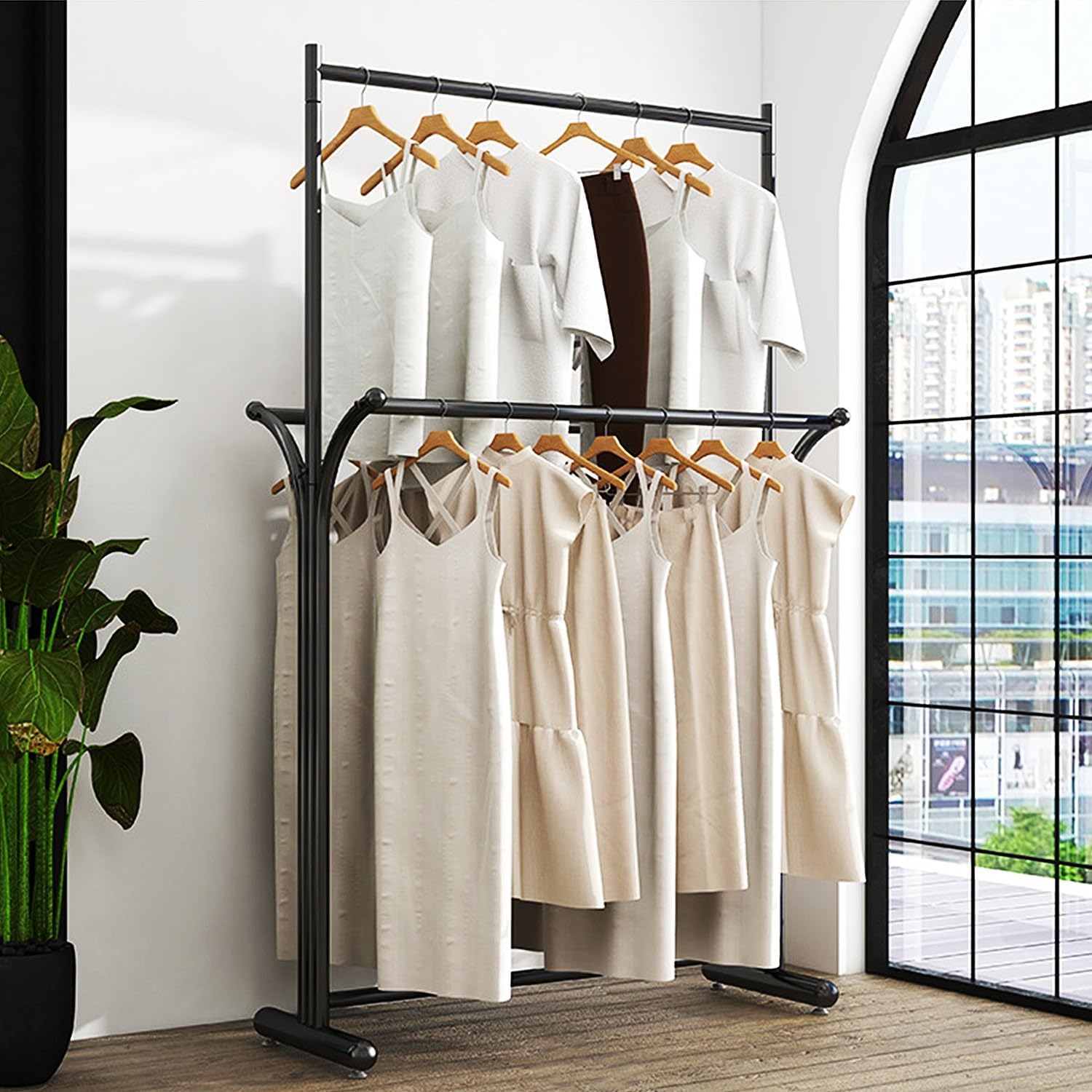 Clothing Rack, Modern Clothes Rack for Hanging Clothes, Heavy-duty Coat Racks Freestanding Garment Rack for Boutiques, Retail Display Racks for Retail(Black,80cm)